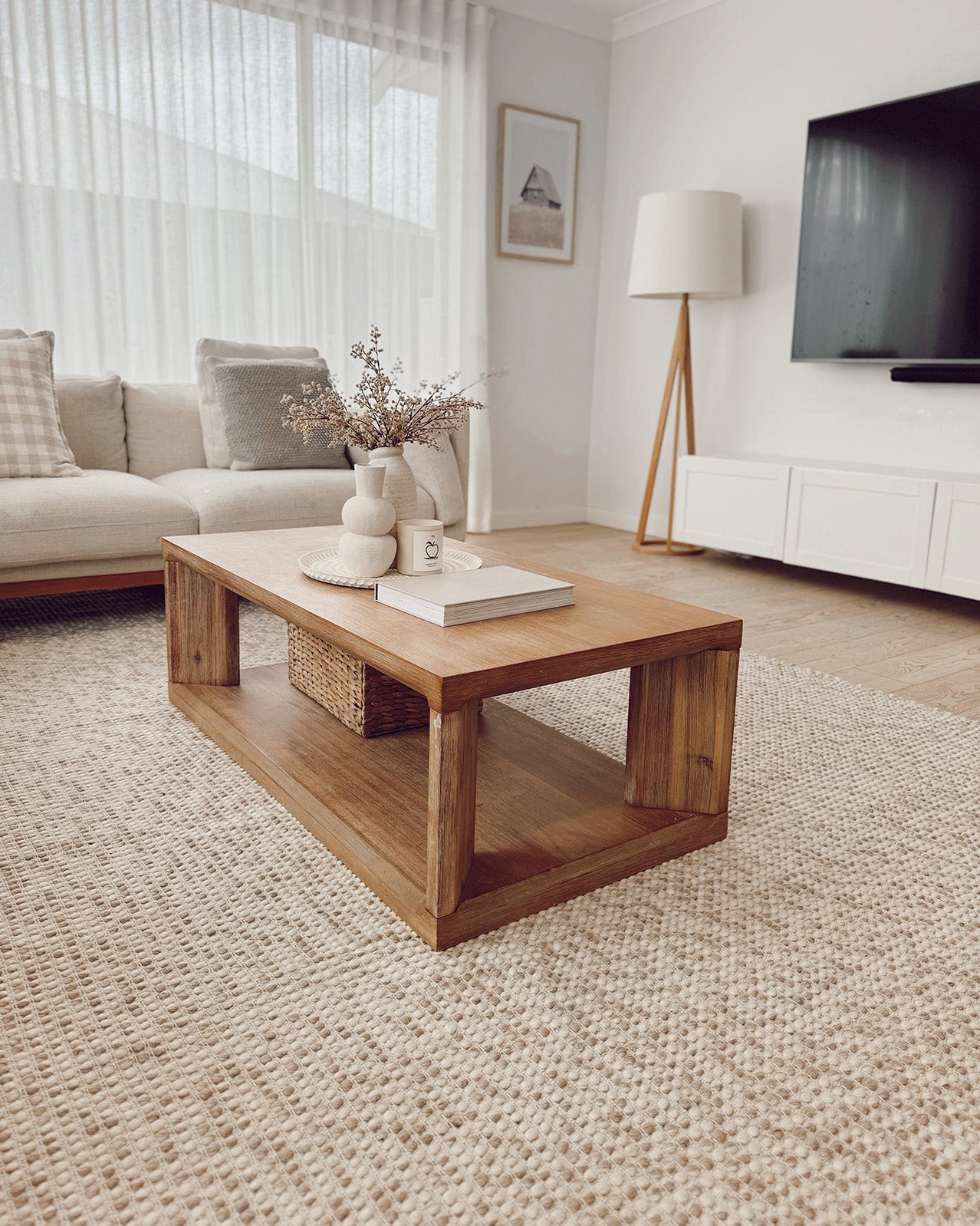 Mallory Marbled Cream and Grey Chunky Wool Rug