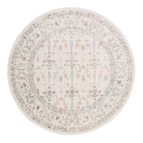 Maplewood Cream and Pink Traditional Round Rug