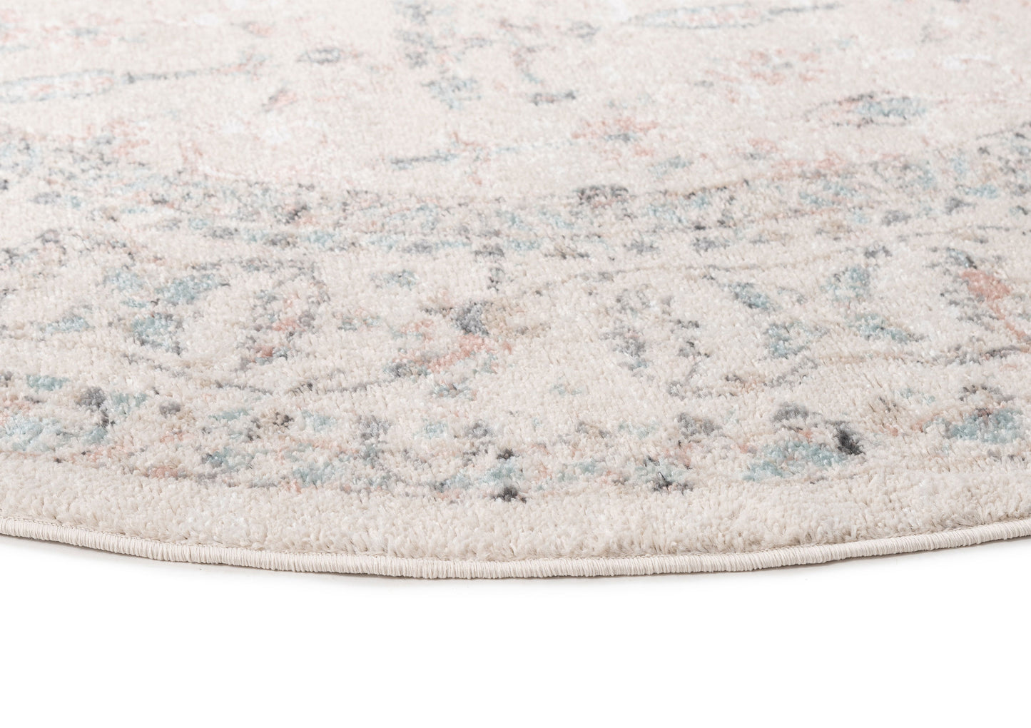 Maplewood Cream and Pink Traditional Round Rug