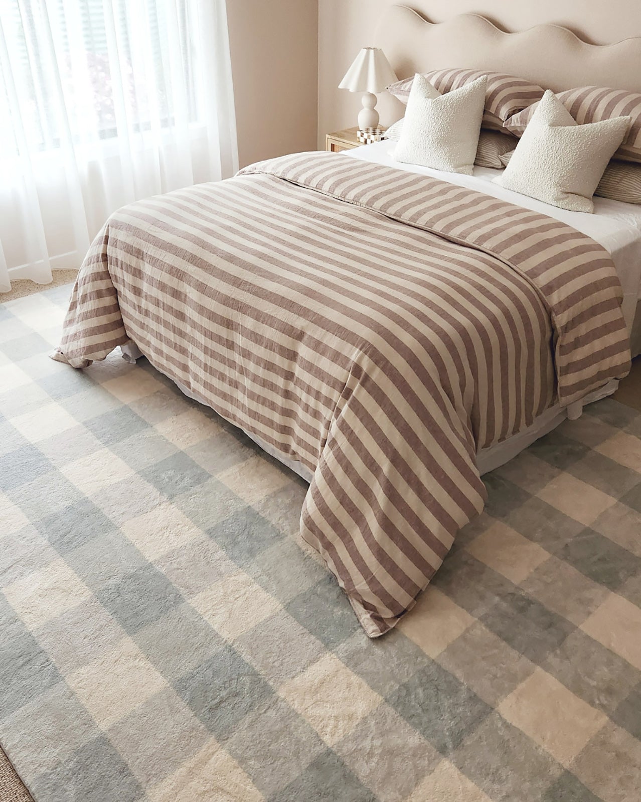 Marcia Seafoam Gingham Washable Rug