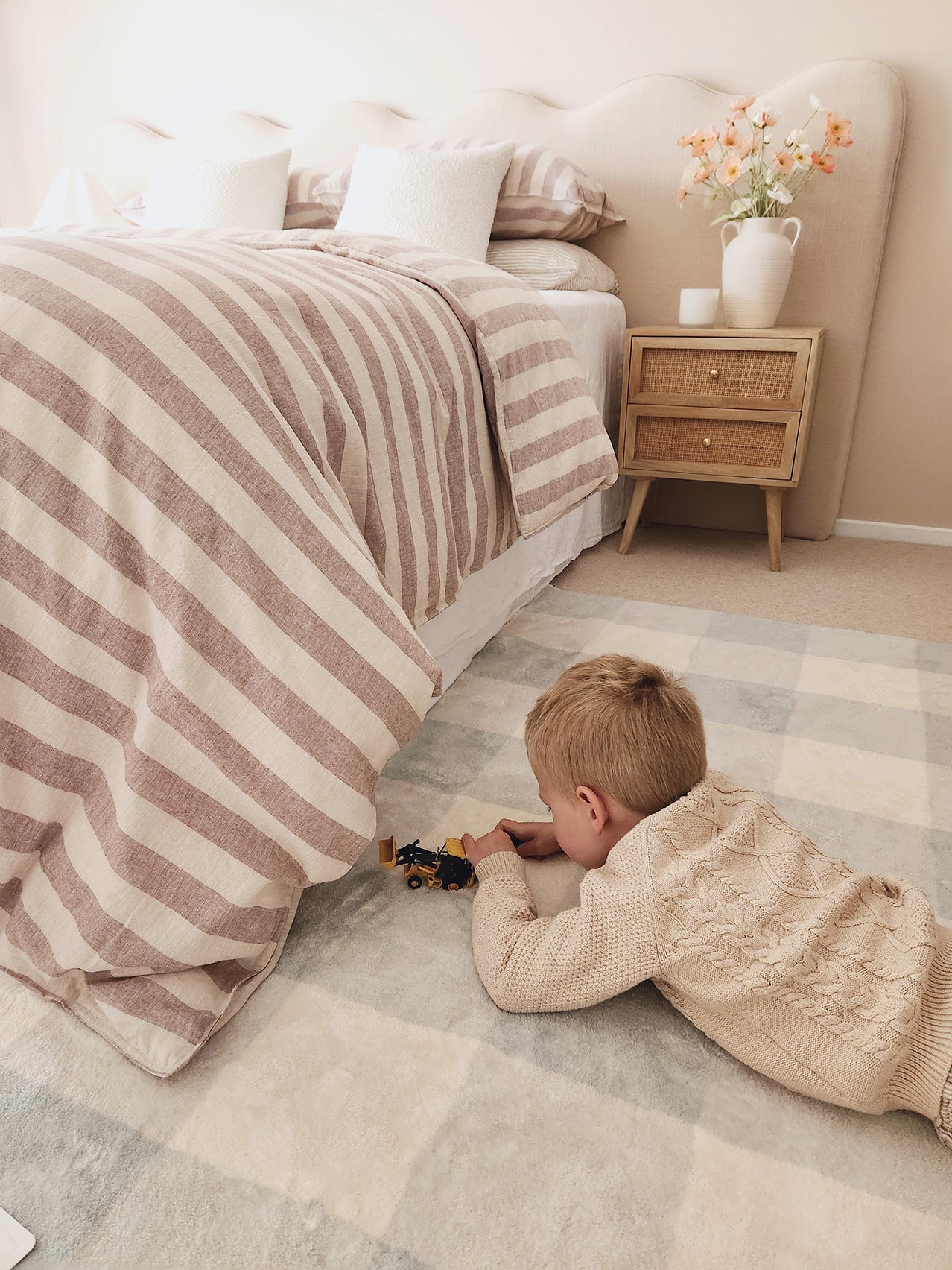 Marcia Seafoam Gingham Washable Rug
