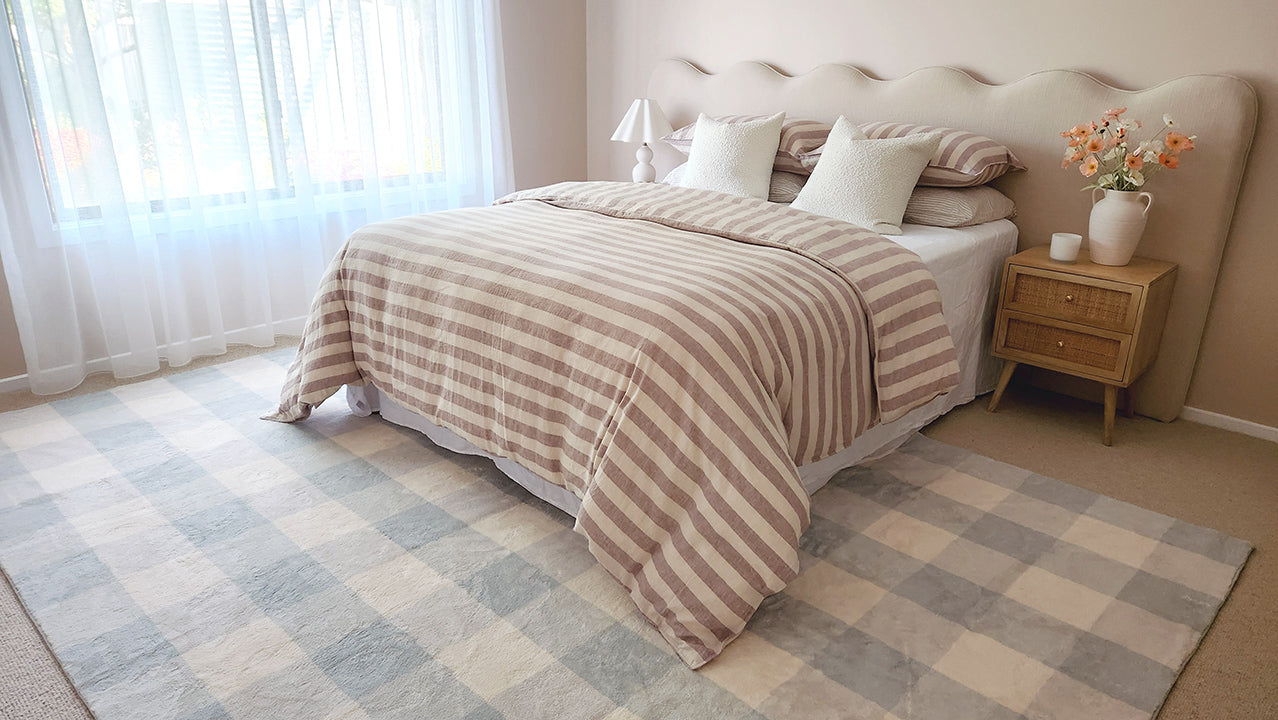 Marcia Seafoam Gingham Washable Rug