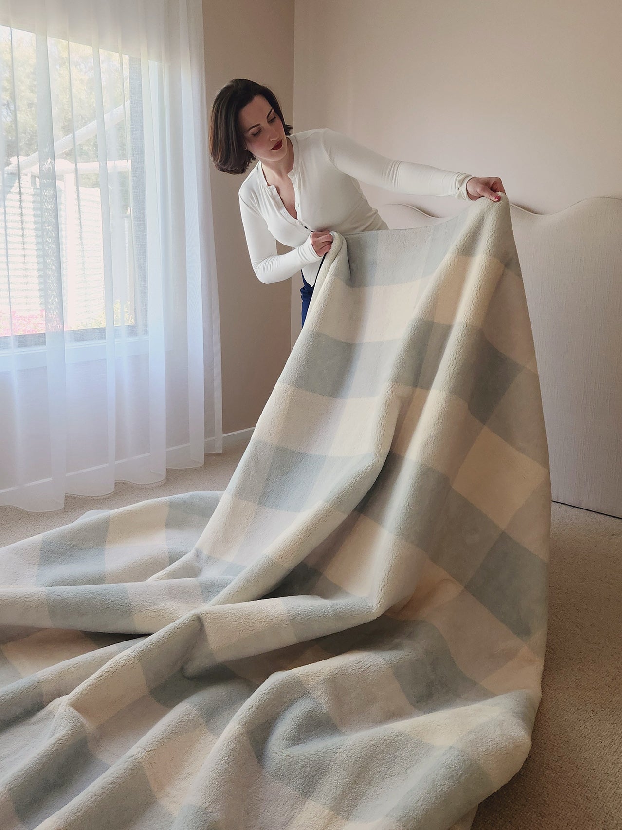 Marcia Seafoam Gingham Washable Rug