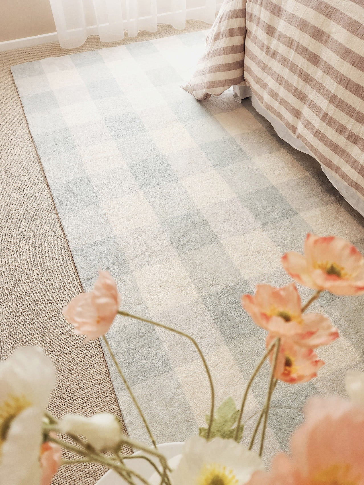 Marcia Seafoam Gingham Washable Rug