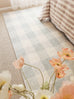 Marcia Green and Cream Gingham Washable Rug