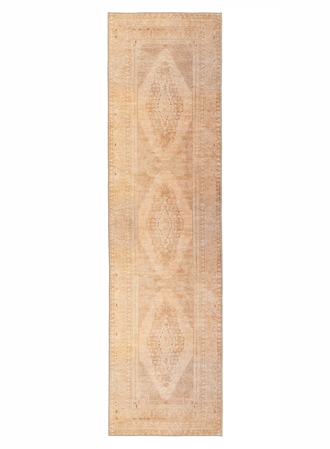 Mariana Cream and Peach Medallion Washable Runner Rug