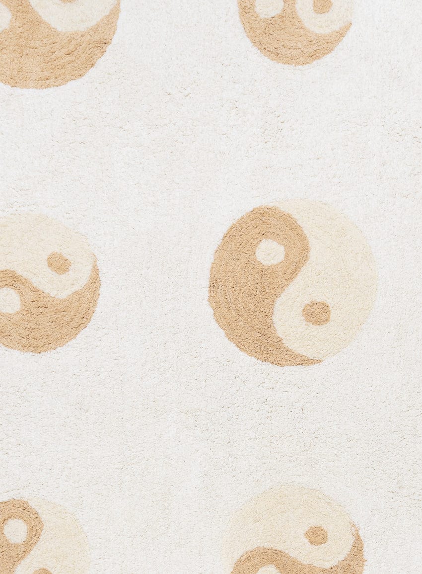 Marika Cream and Beige Yin Yang Cotton Washable Rug