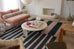 Marilyn Deep Forest Green and Blush Pink Striped Indoor Outdoor Rug