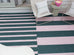 Marilyn Deep Forest Green and Blush Pink Striped Indoor Outdoor Rug