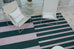 Marilyn Deep Forest Green and Blush Pink Striped Indoor Outdoor Rug
