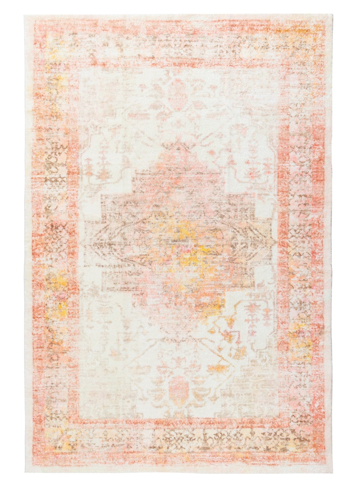Marissa Orange Peach and Cream Medallion Washable Rug
