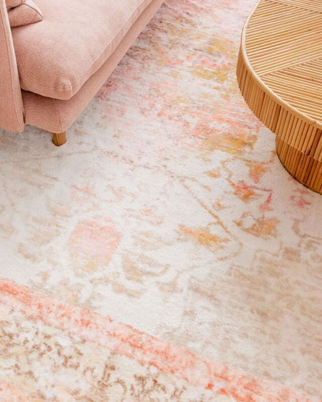 Marissa Orange Peach and Cream Medallion Washable Rug