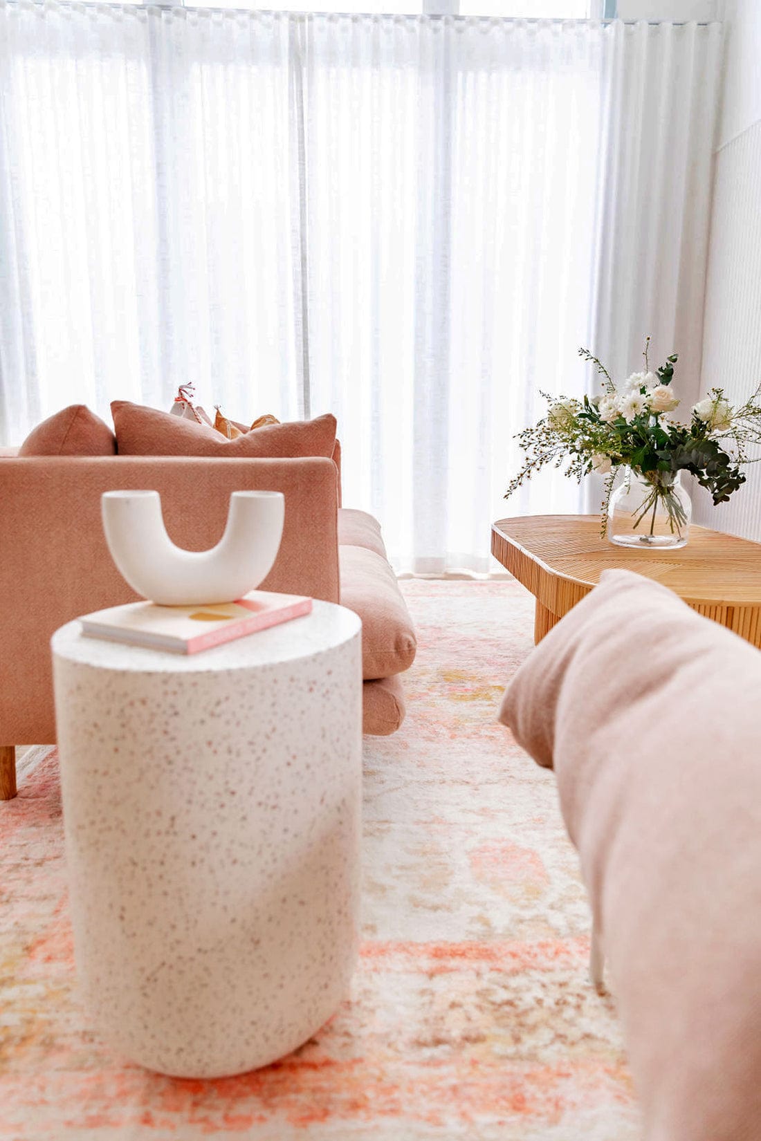 Marissa Orange Peach and Cream Medallion Washable Rug