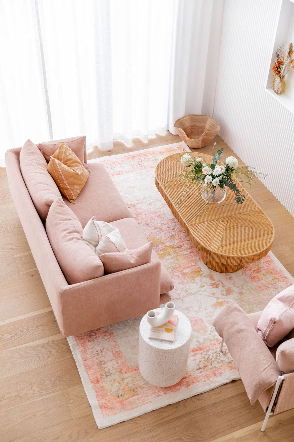 Marissa Orange Peach and Cream Medallion Washable Rug