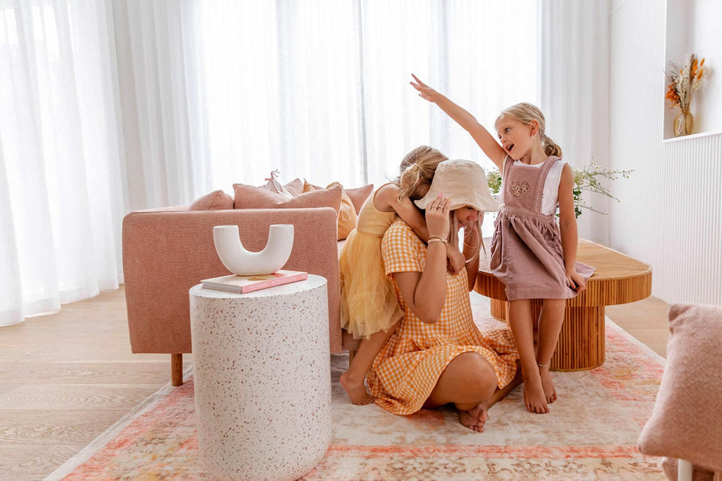 Marissa Orange Peach and Cream Medallion Washable Rug