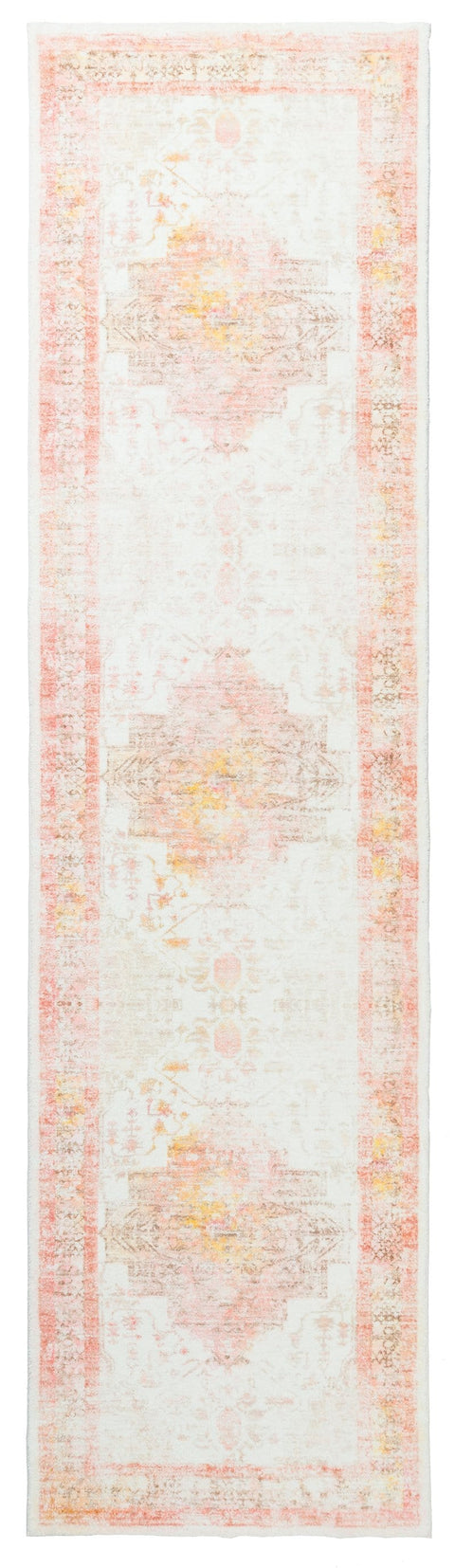 Marissa Orange Peach and Cream Medallion Washable Runner Rug *NO RETURNS UNLESS FAULTY