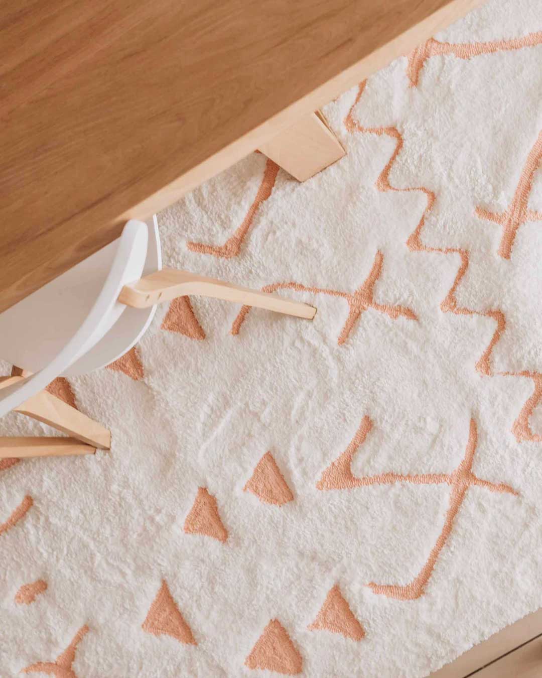 Matilda Cream and Peach Tribal Shag Rug