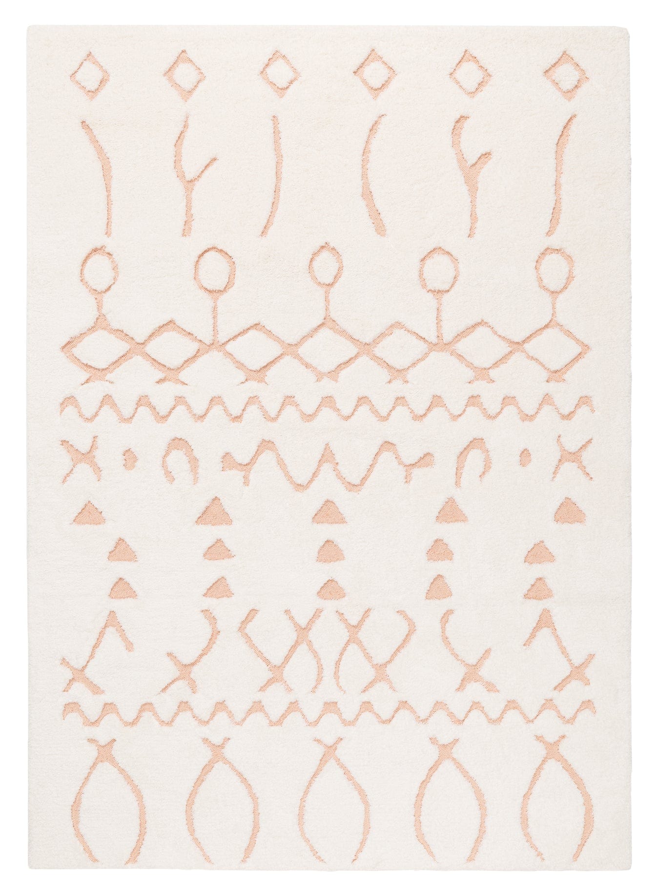 Matilda Cream and Peach Tribal Shag Rug