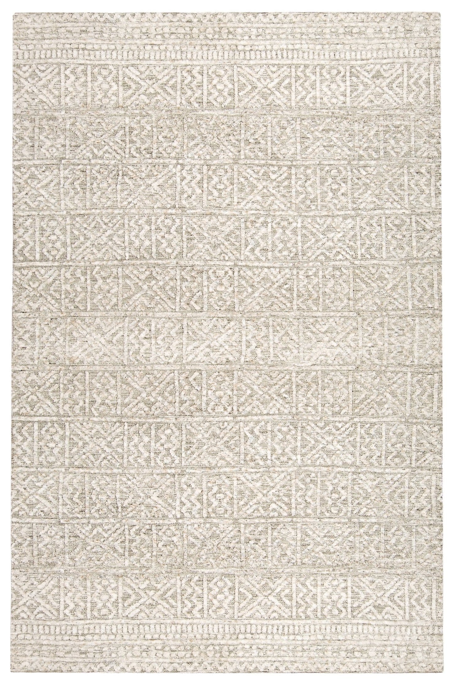 Melia Grey and Ivory Tribal Textured Rug