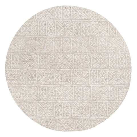 Melia Grey and Ivory Tribal Textured Round Rug*NO RETURNS UNLESS FAULTY