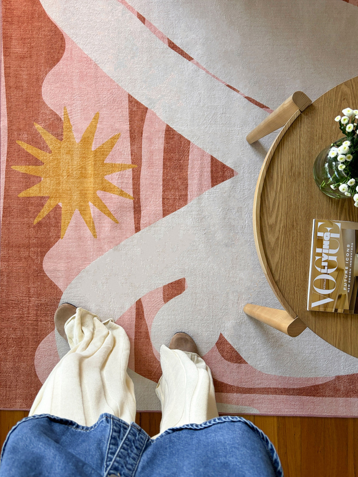 Menaka Pink and Rust Abstract Rug