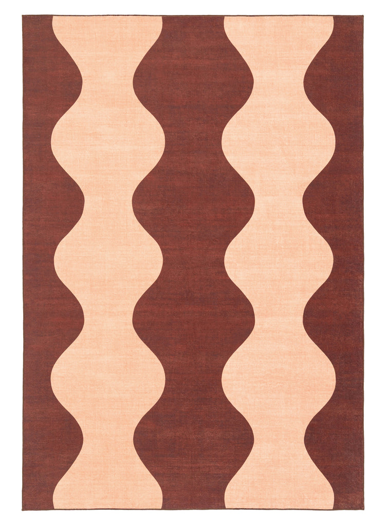 Merida Mulberry and Beige Wave Washable Rug