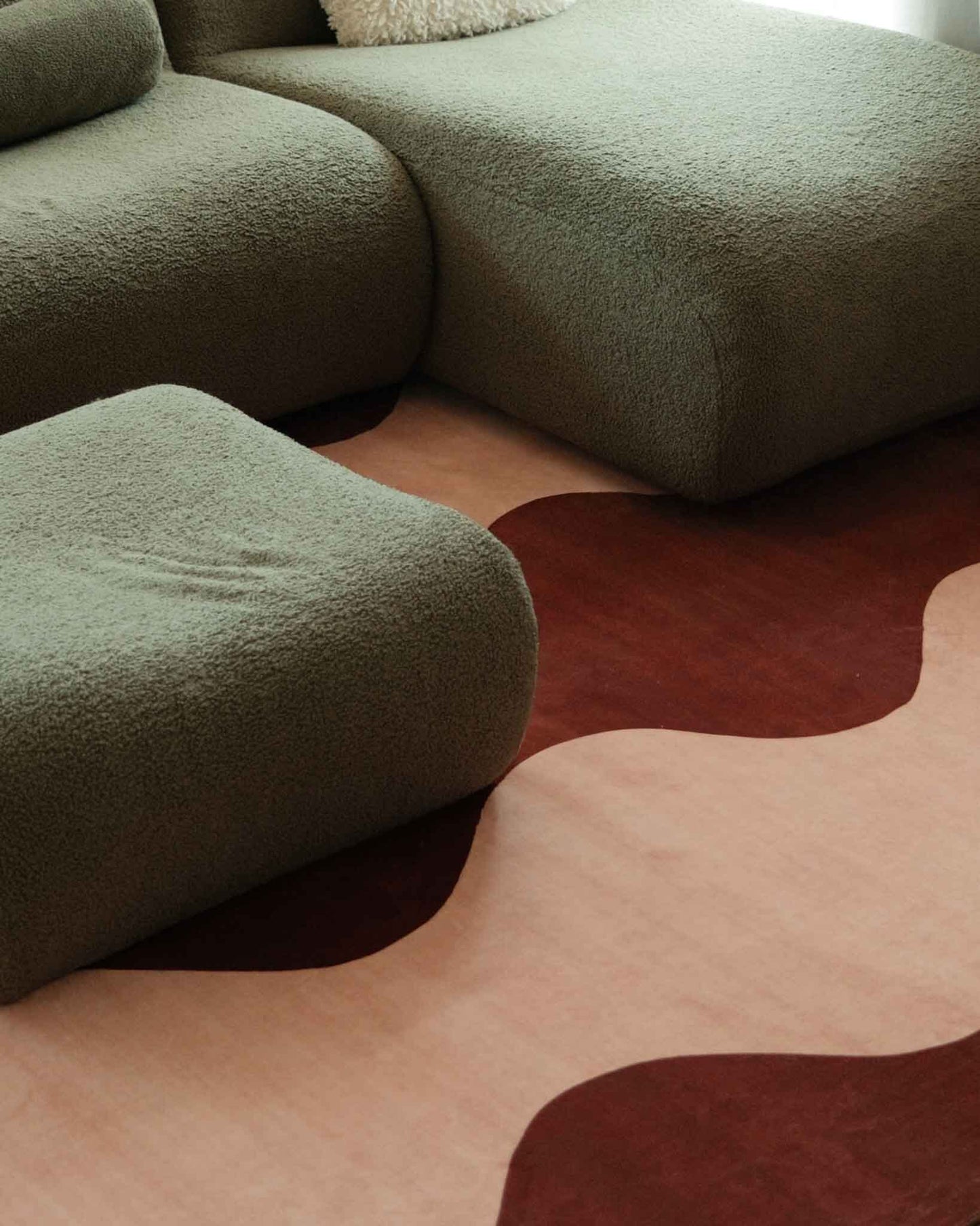 Merida Mulberry and Beige Wave Washable Rug