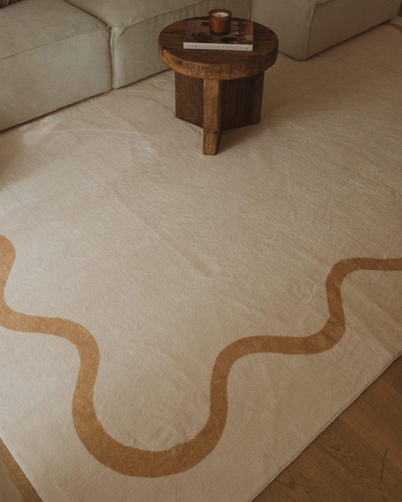 Micah Brown and Beige Wiggle Bordered Washable Rug