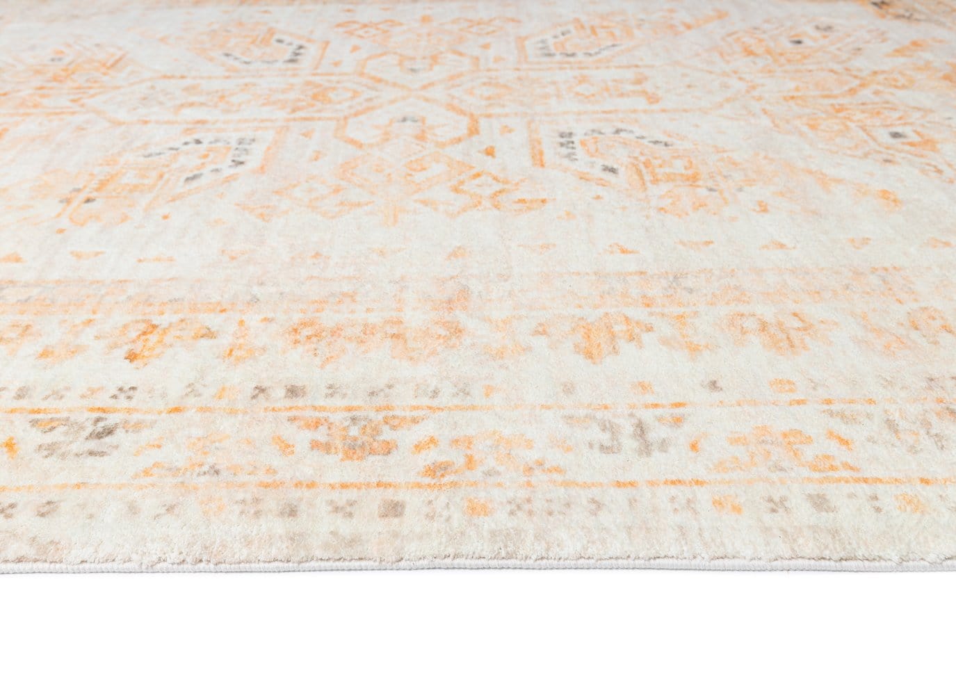 Mina Orange and Cream Transitional Washable Rug