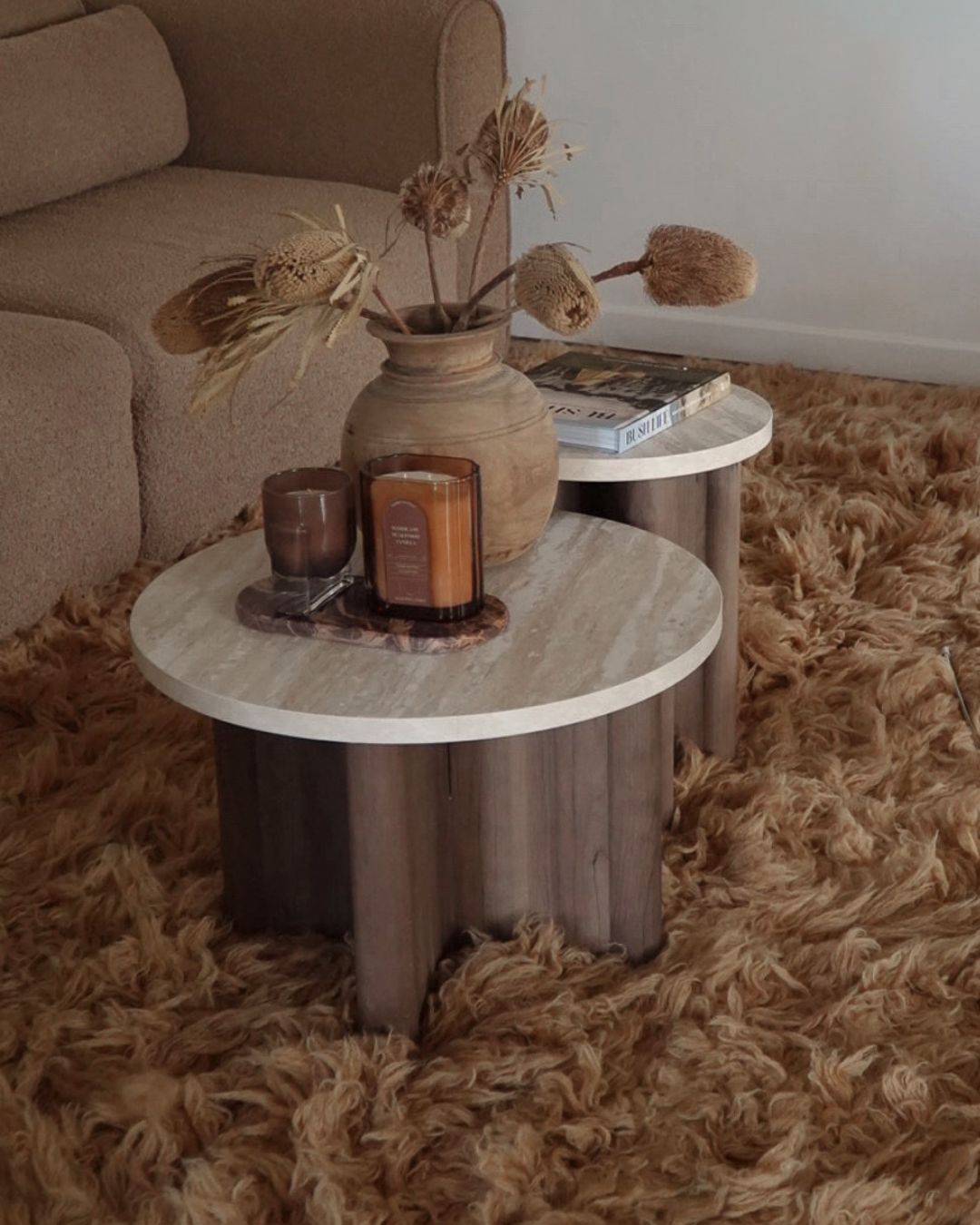 Minerva Mocha Deep Pile Wool Shag Rug