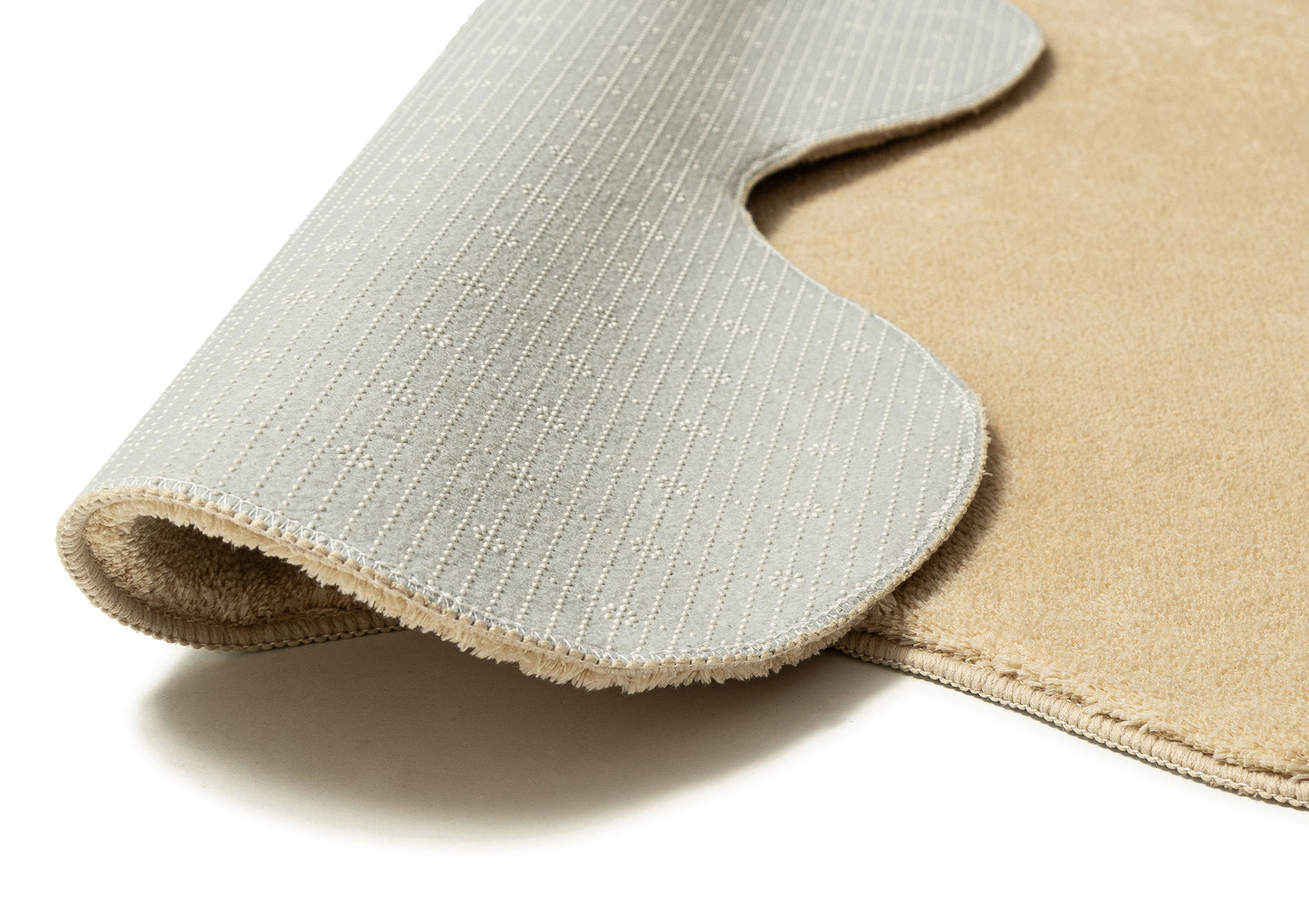 Mirta Beige Brown Scallop Washable Rug