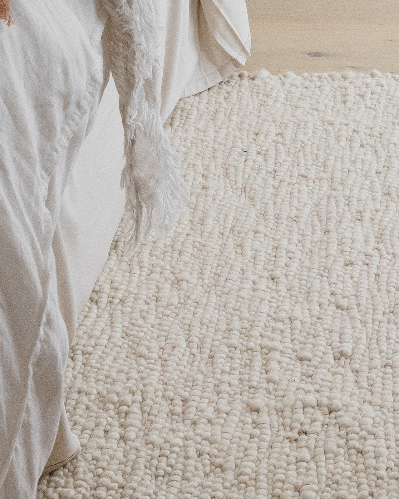 Monti Cream Textured Handmade Wool Rug