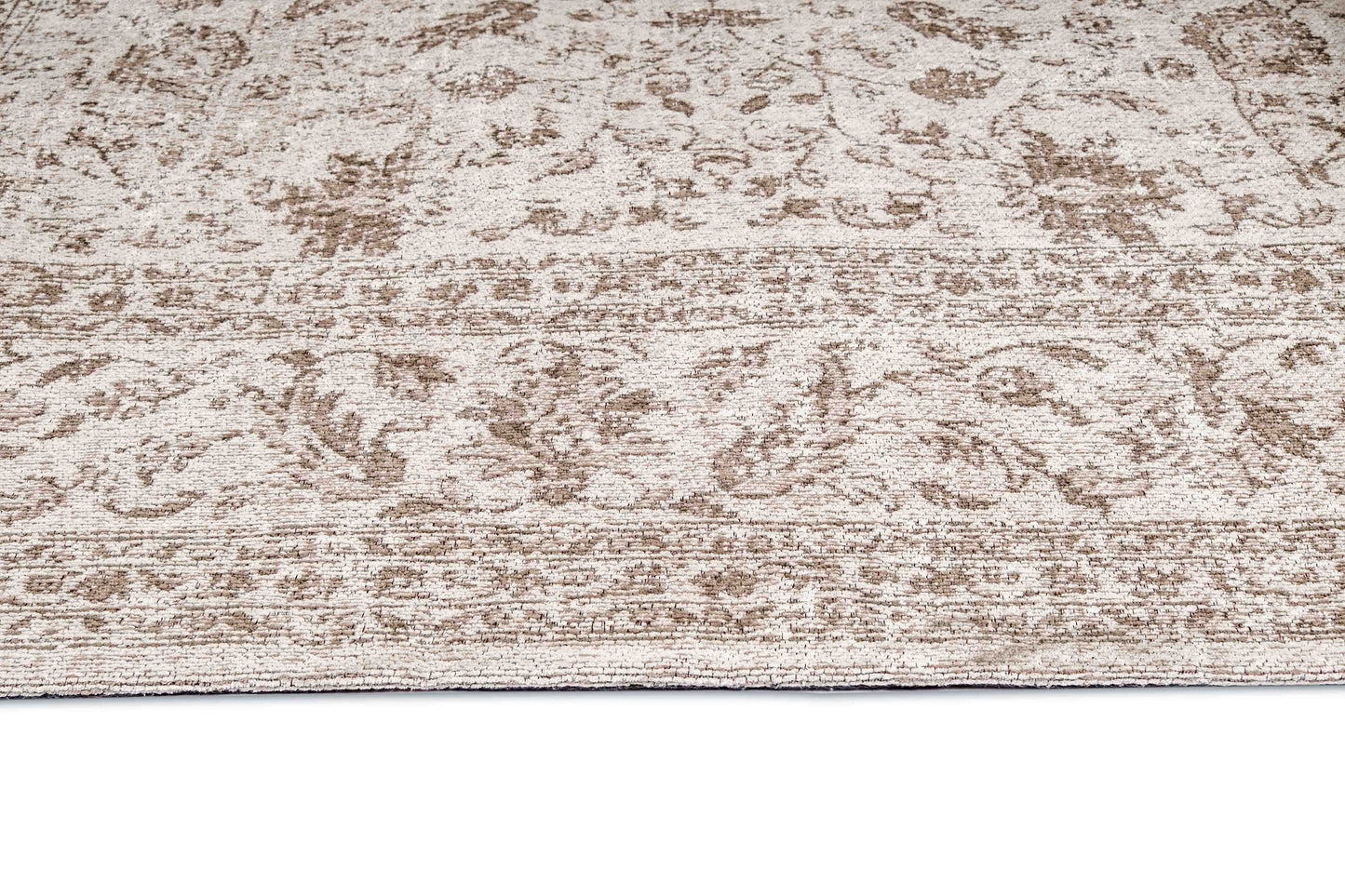 Moselle Beige and Brown Floral Distressed Runner Rug