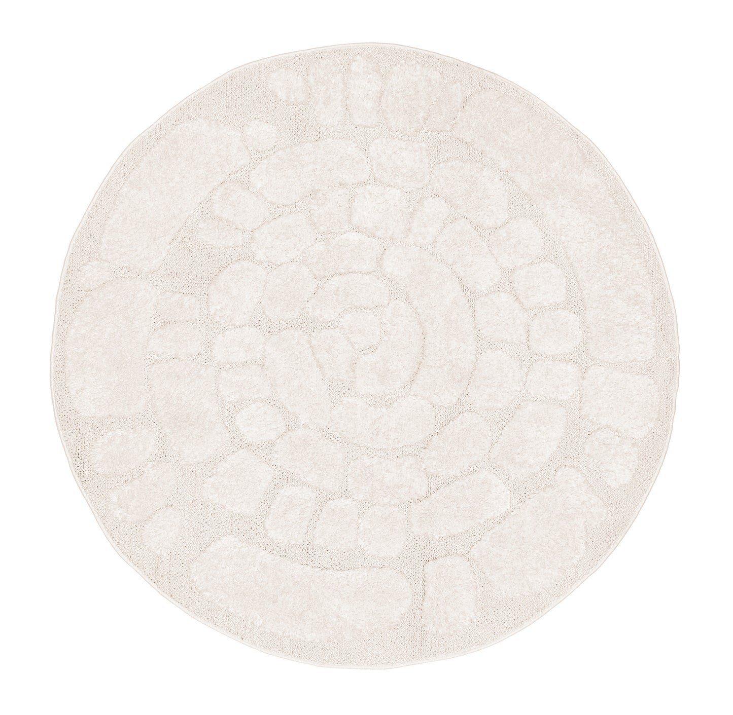 Nadja Ivory Cream Abstract Textured Round Rug