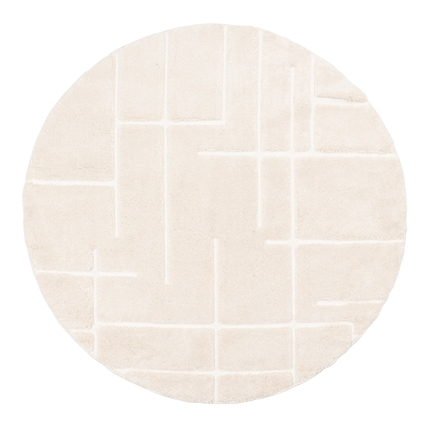 Nalu Ivory Geometric Round Rug