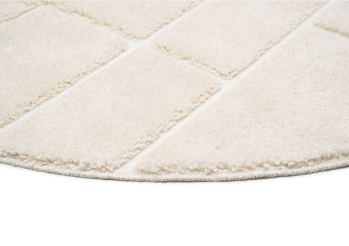 Nalu Ivory Geometric Round Rug