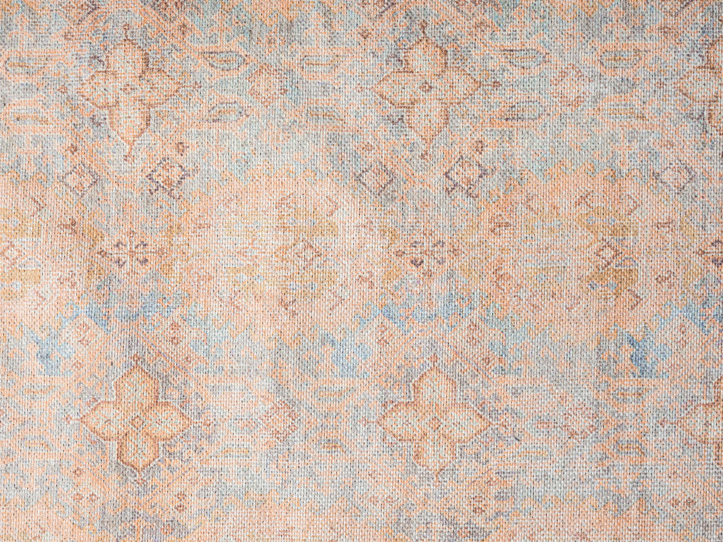 Narem Pink Orange and Blue Traditional Distressed Washable Rug