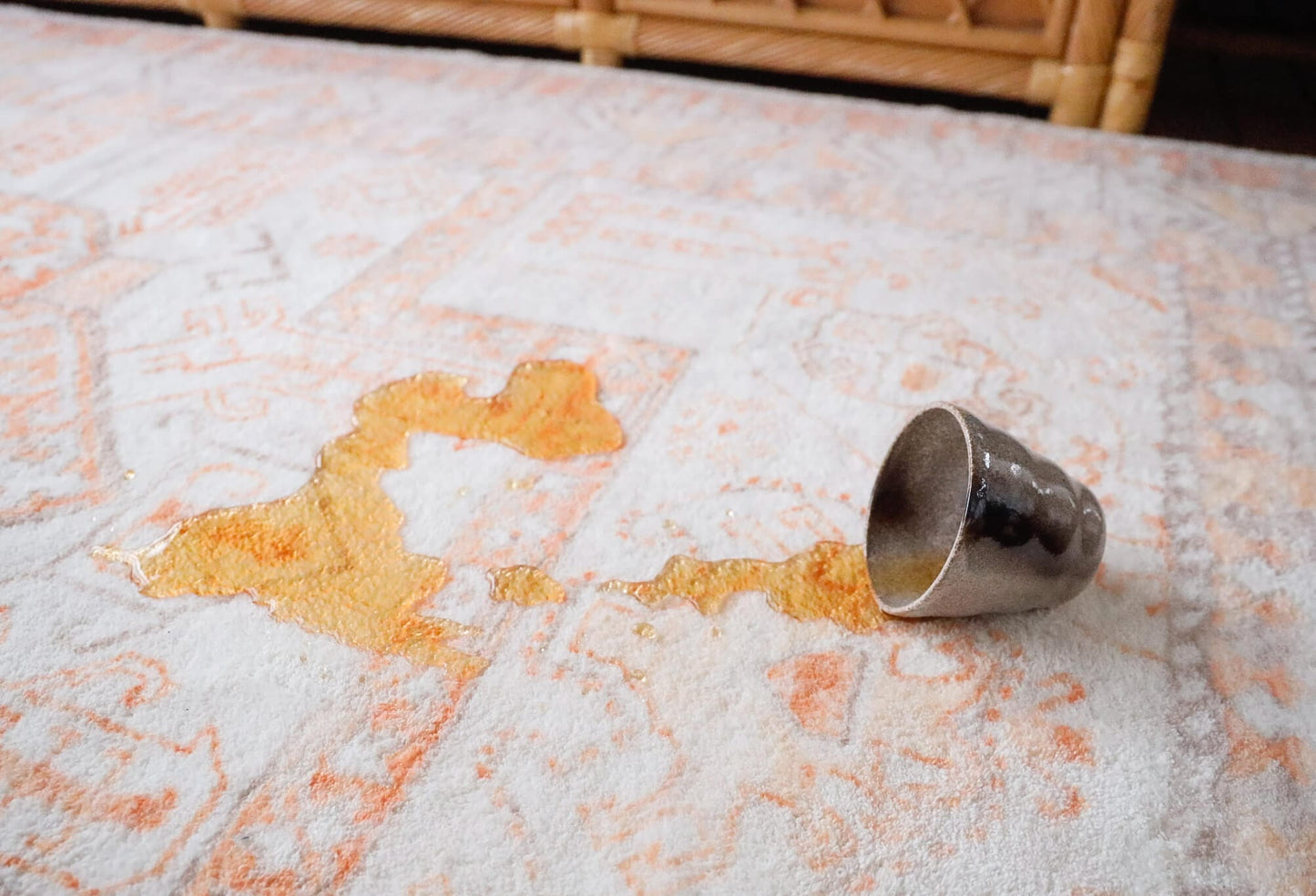 Natalya Orange and Cream Transitional Washable Rug