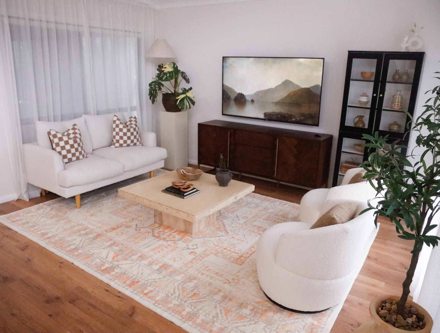 Natalya Orange and Cream Transitional Washable Rug