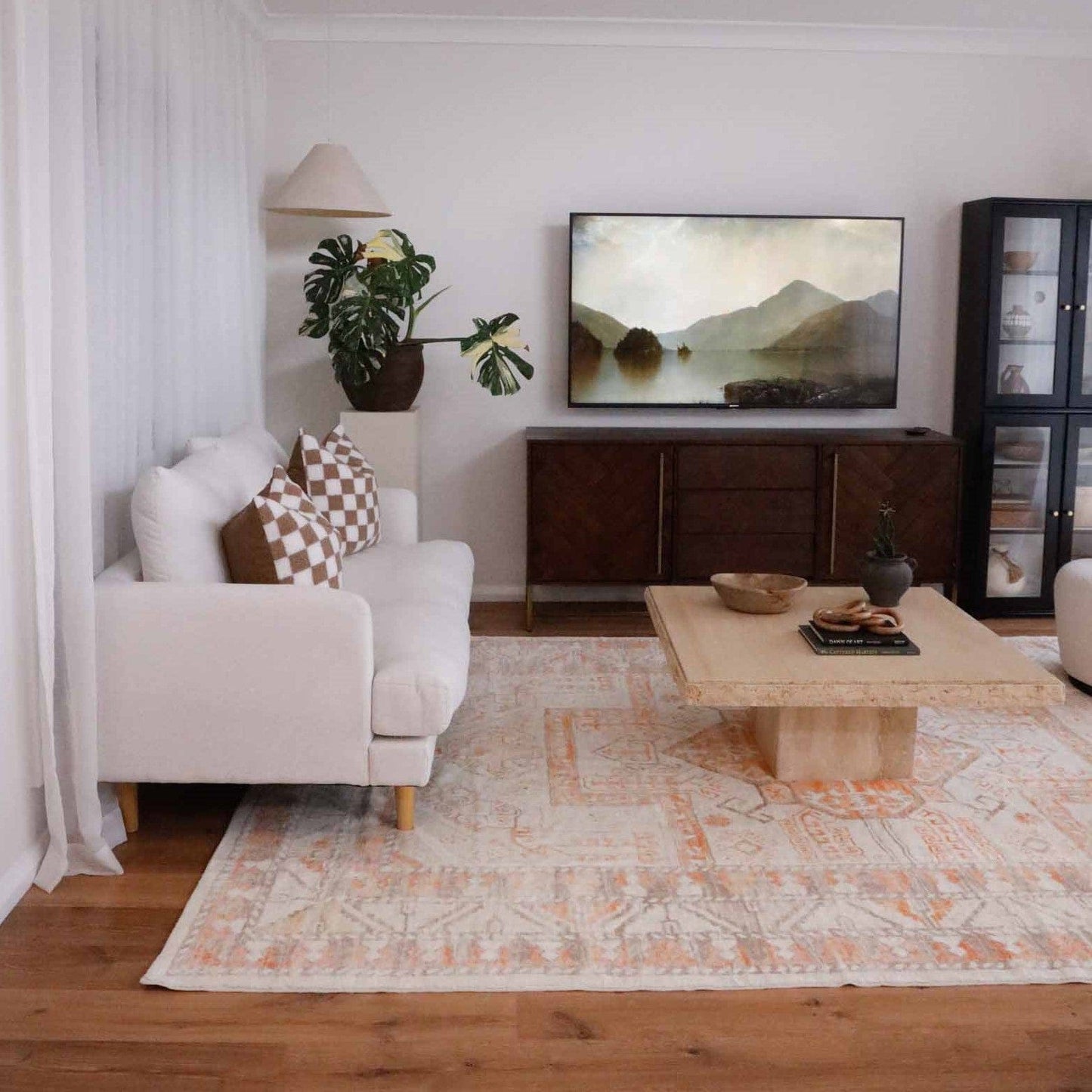 Natalya Orange and Cream Transitional Washable Rug