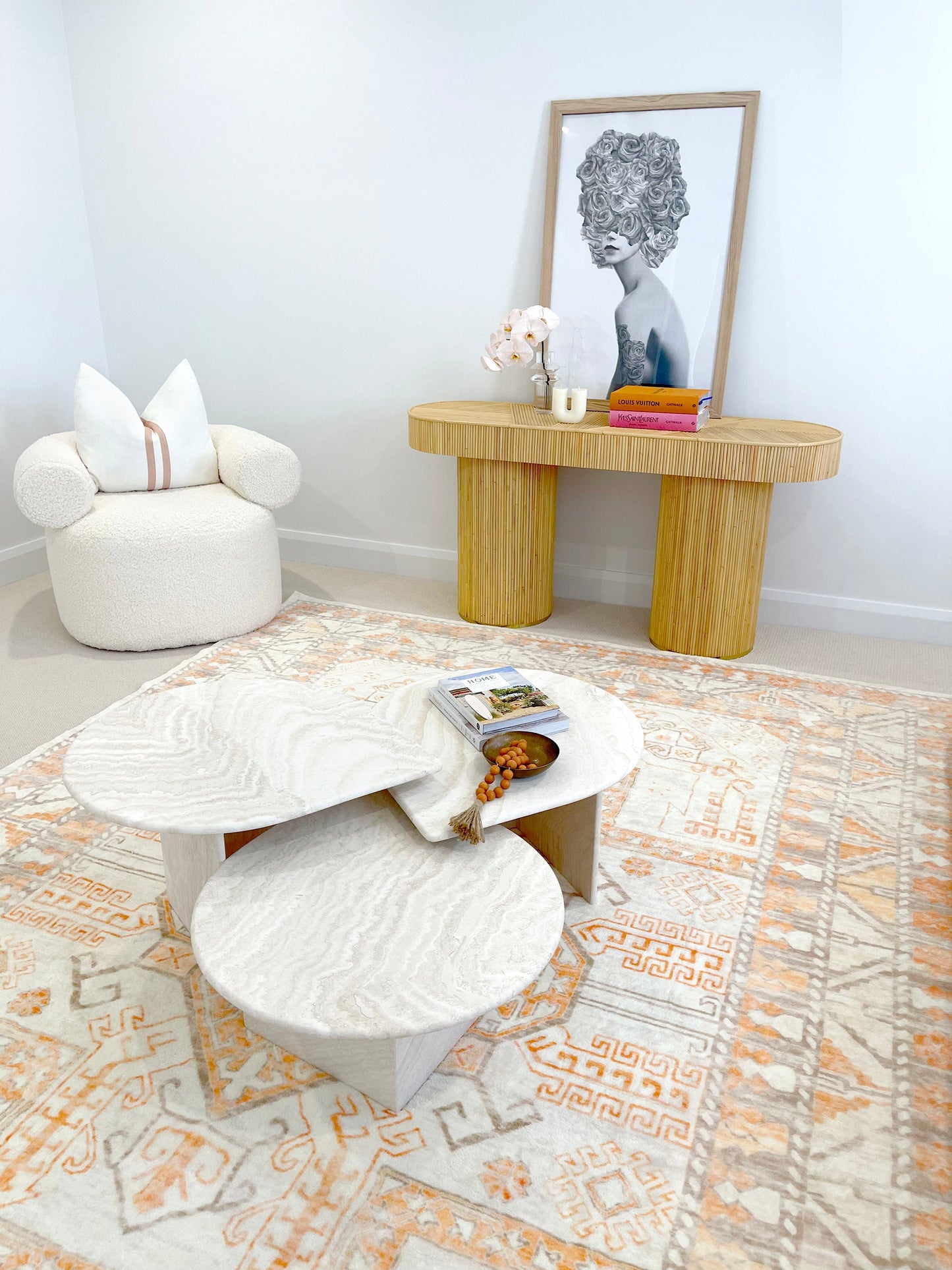 Natalya Orange and Cream Transitional Washable Rug