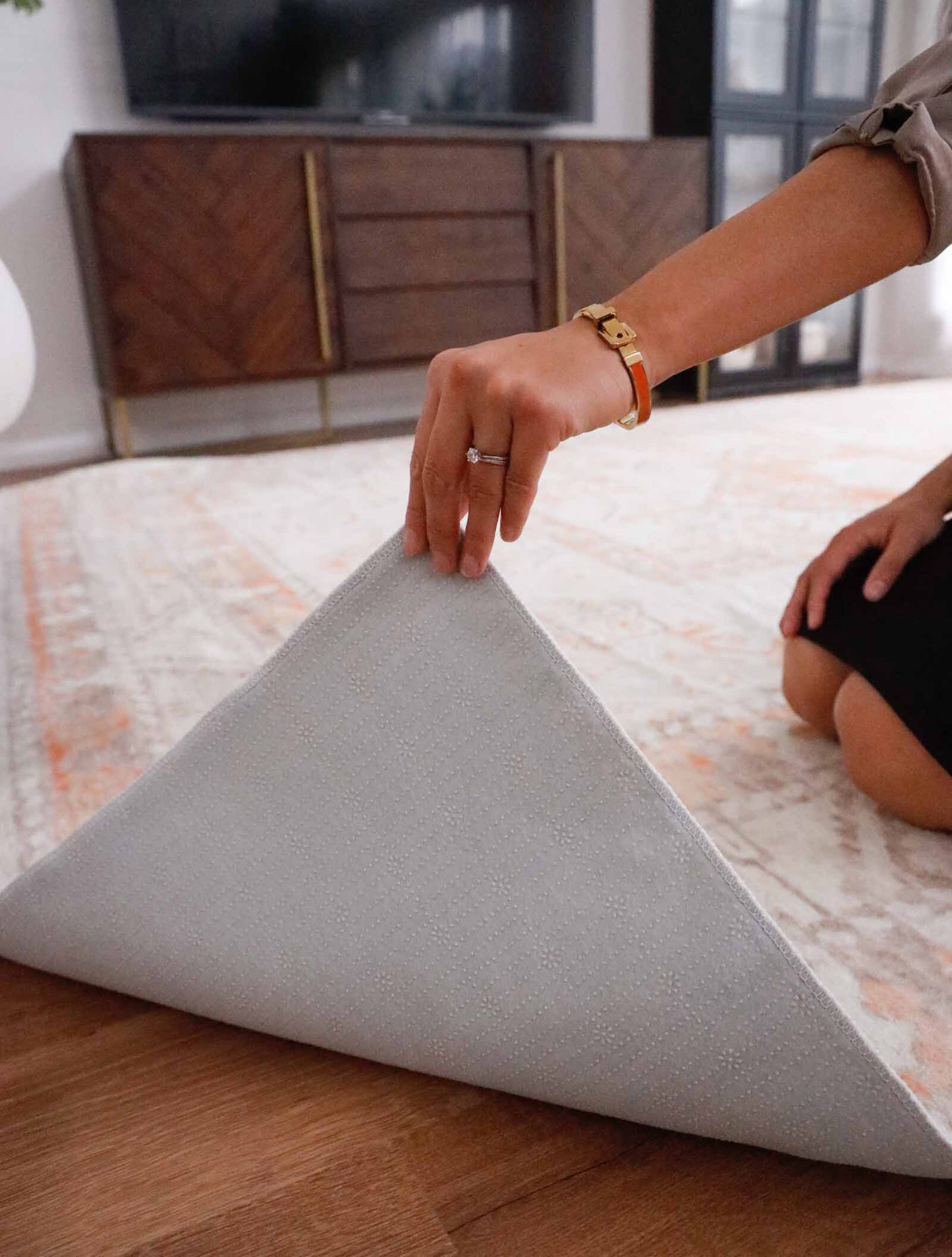 Natalya Orange and Cream Transitional Washable Rug
