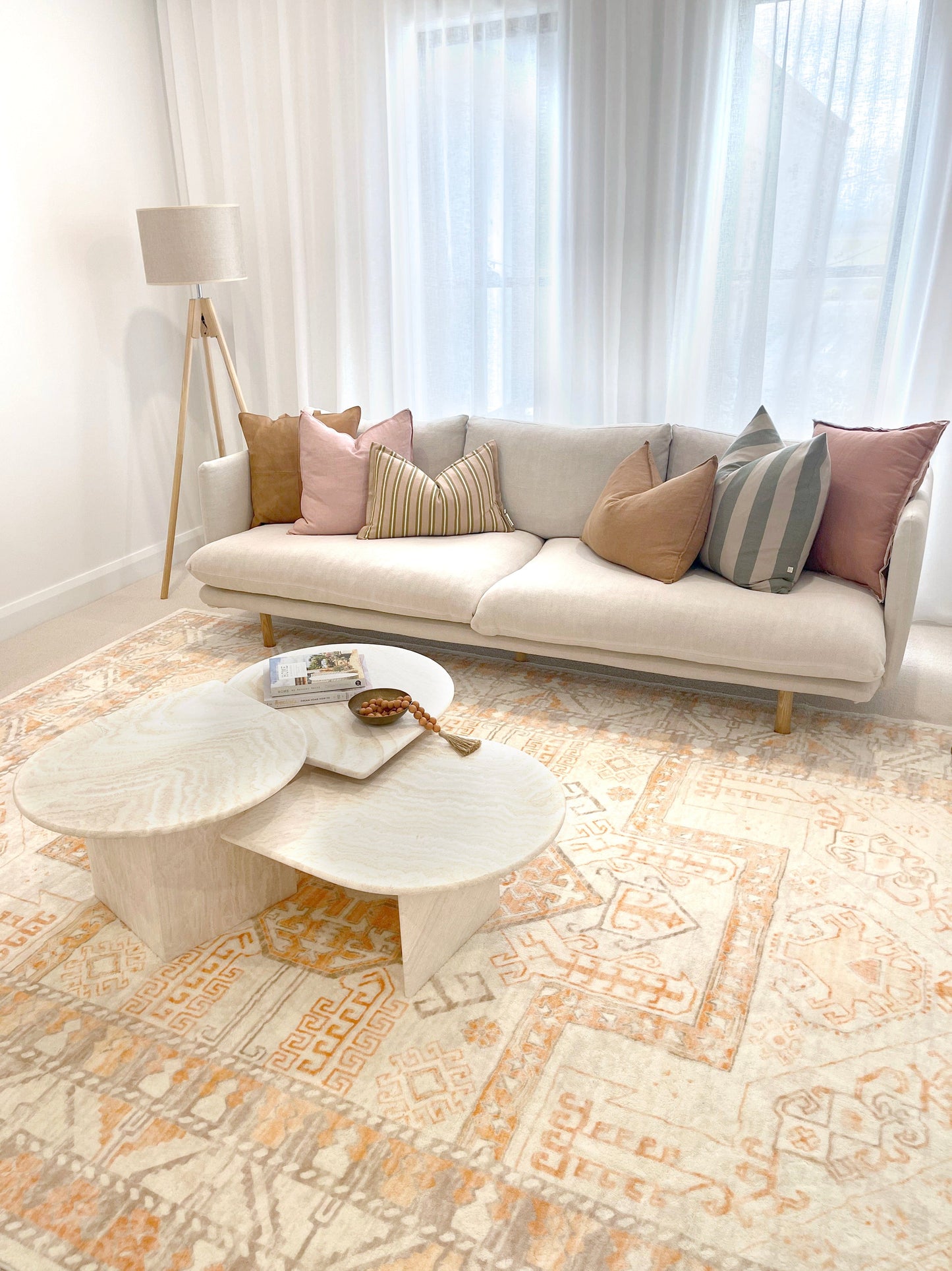 Natalya Orange and Cream Transitional Washable Rug