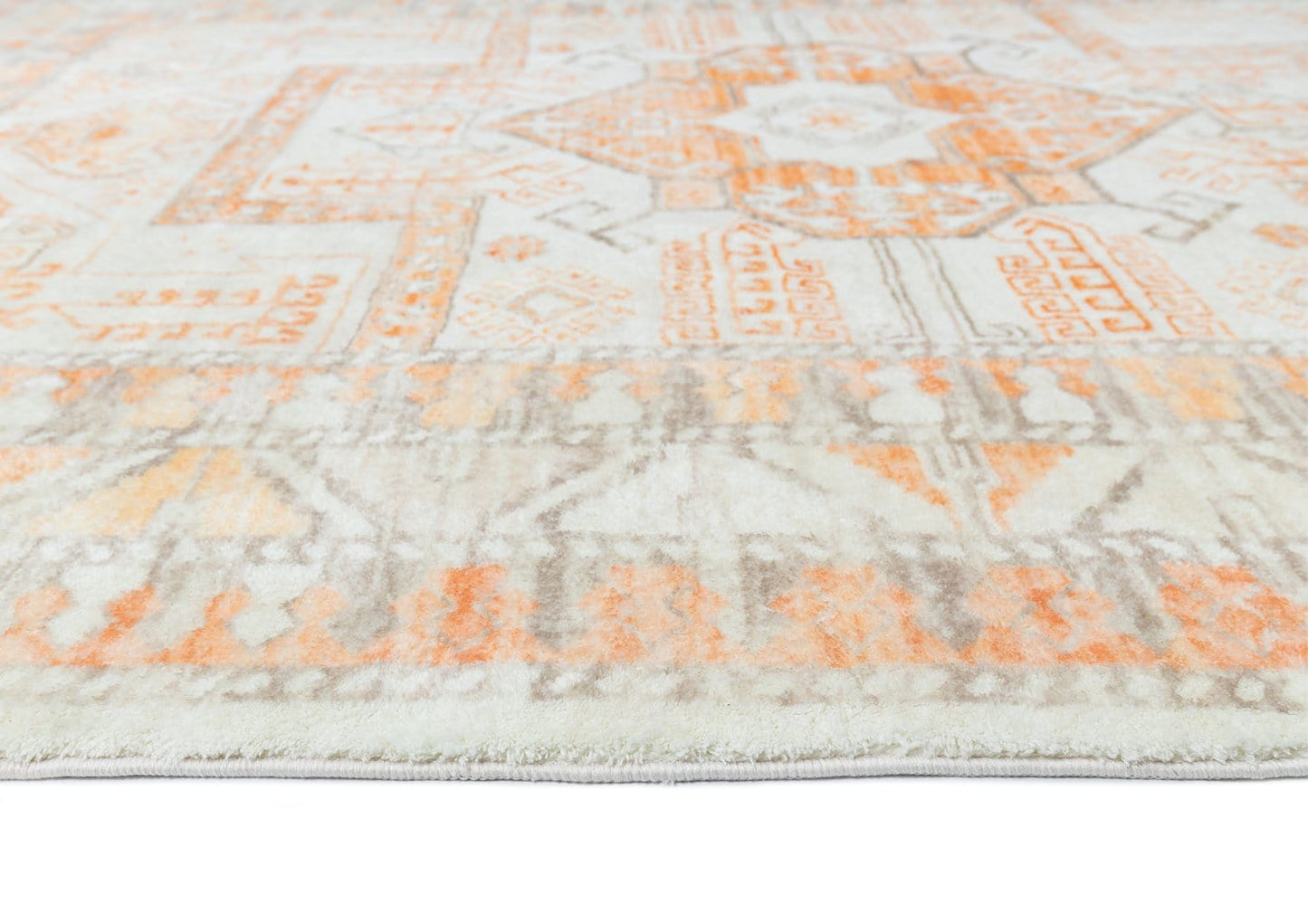Natalya Orange and Cream Transitional Washable Rug