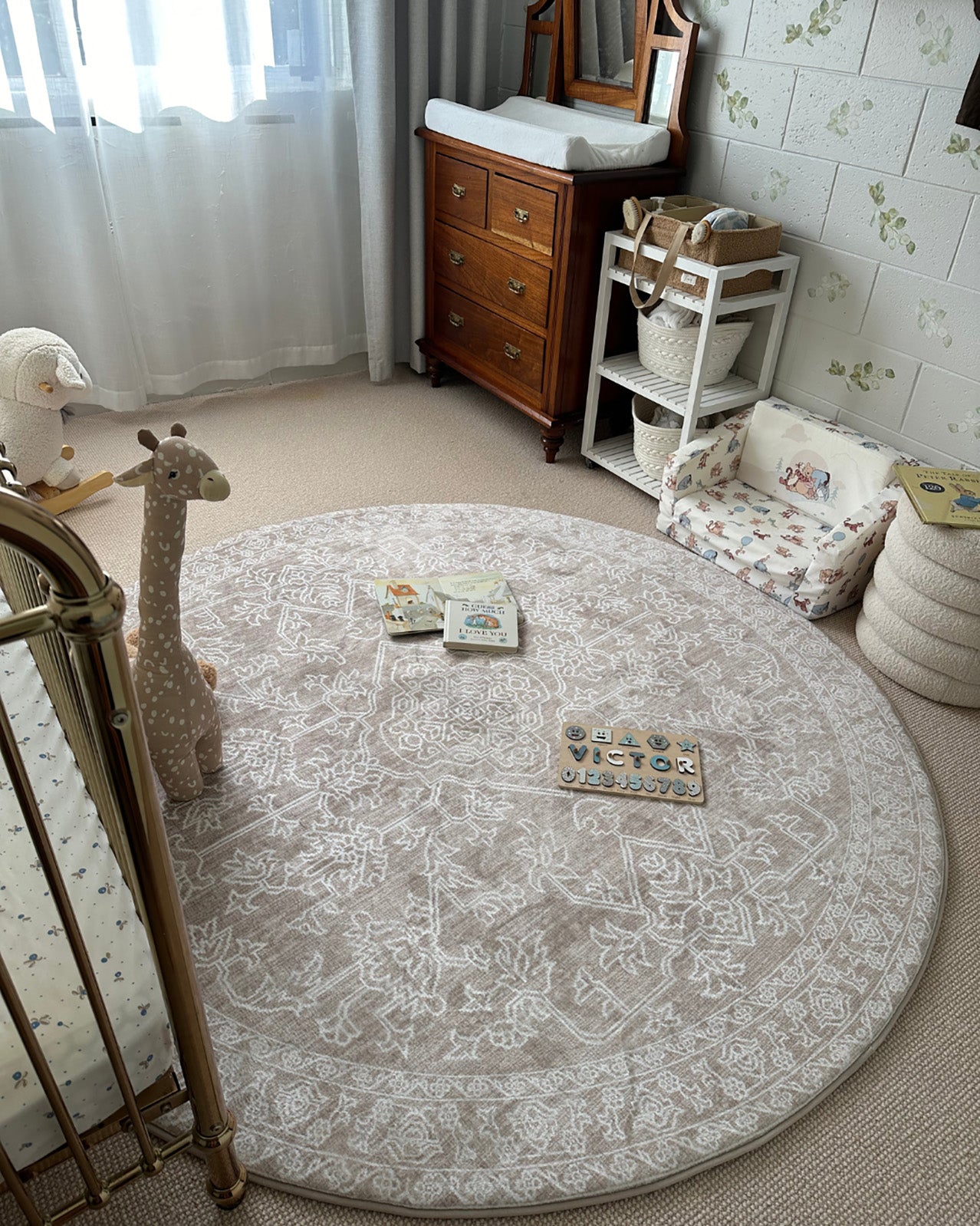 Neci Neutral Cream Plush Rollie Pollie Round Playmat