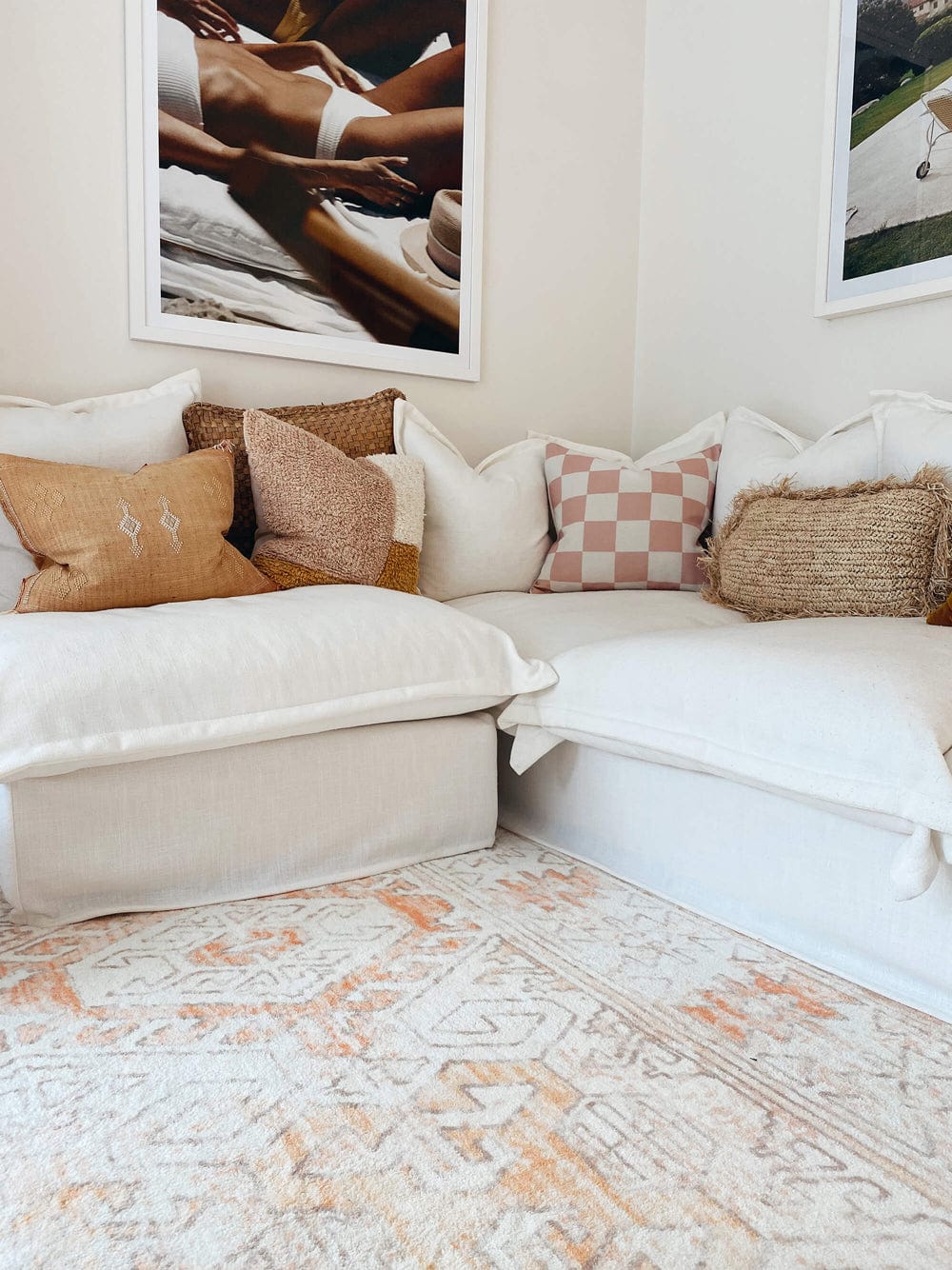 Neride Orange and Cream Tribal Washable Rug