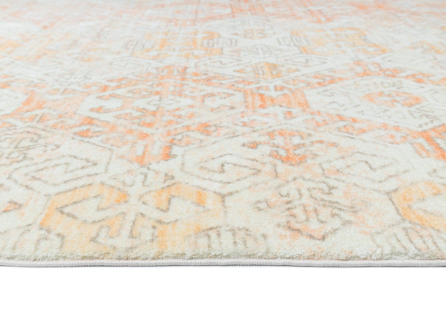 Neride Orange and Cream Tribal Washable Rug