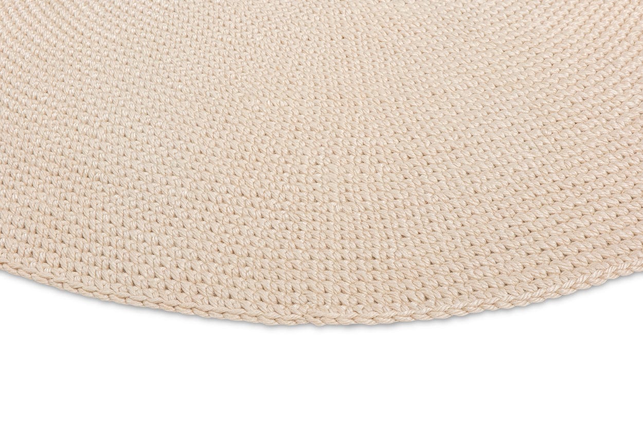 Nessa Beige Crochet Indoor Outdoor Round Rug