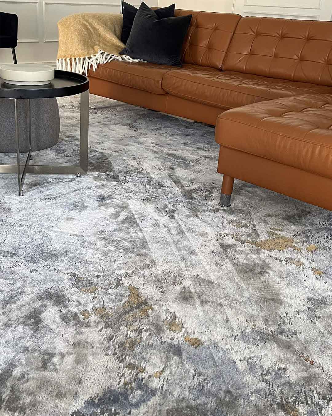 Neve Blue Grey and Bronze Transitional Motif Rug