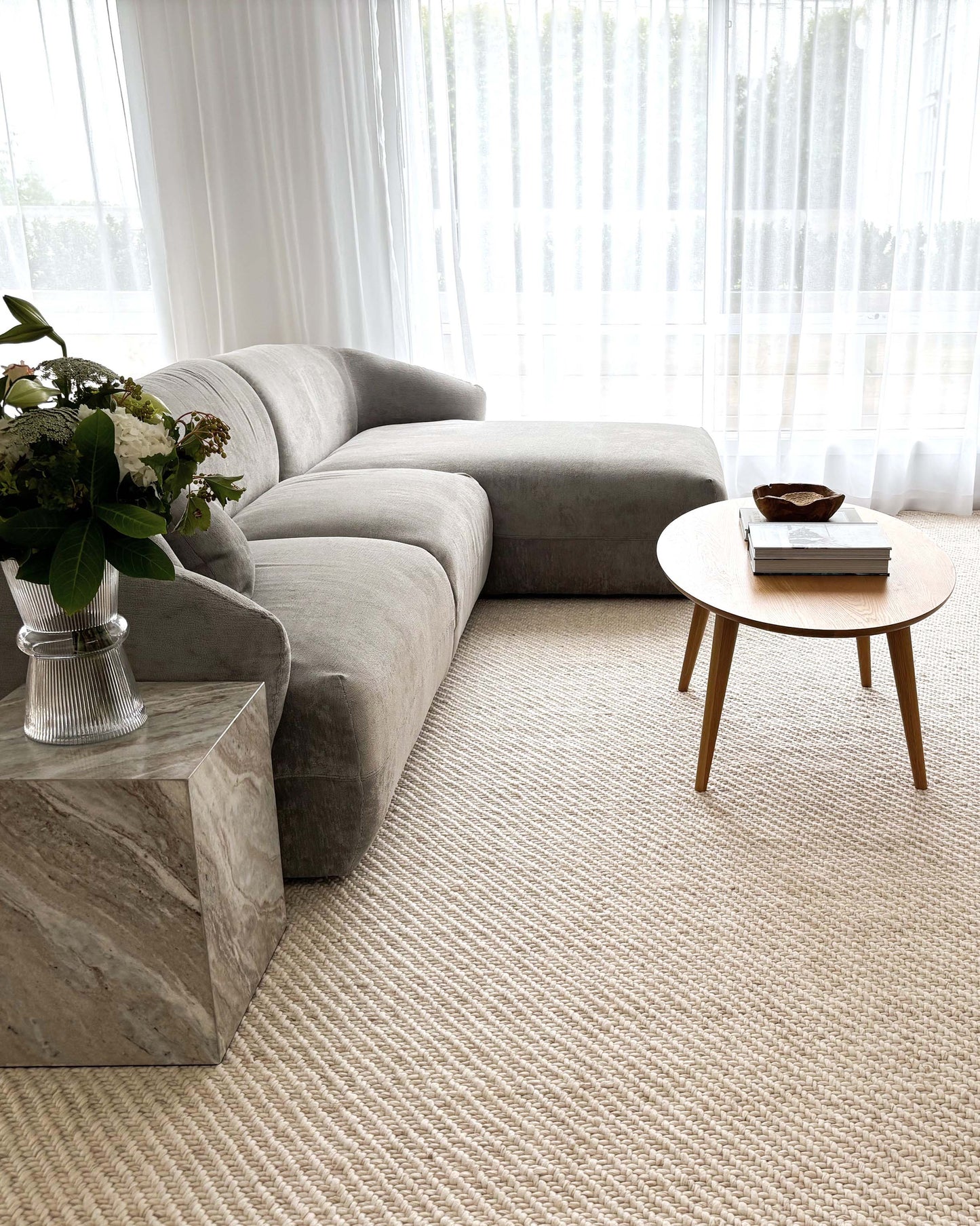 Noemie Cream and Beige Chunky Wool Rug